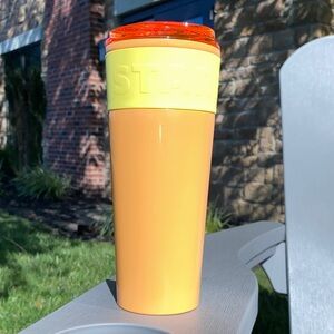 New Starbucks coffee tumbler 16oz. Stainless steel interior peach & yellow